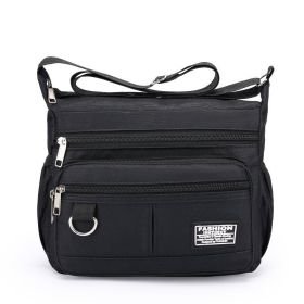 Men's Outdoor Leisure Multi-layer Zipper Messenger Bag (Option: Black)